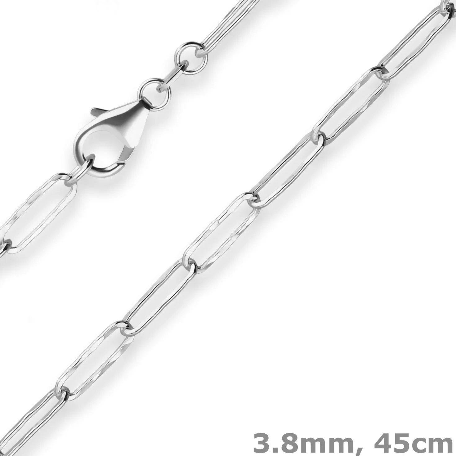 3,8mm Fantasiekette Silberkette Collier Paper-Clip Halskette aus 925 Silber 45cm