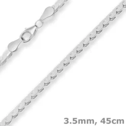 3,5mm Fantasiekette Silberkette Collier Halskette aus 925 Silber 45cm