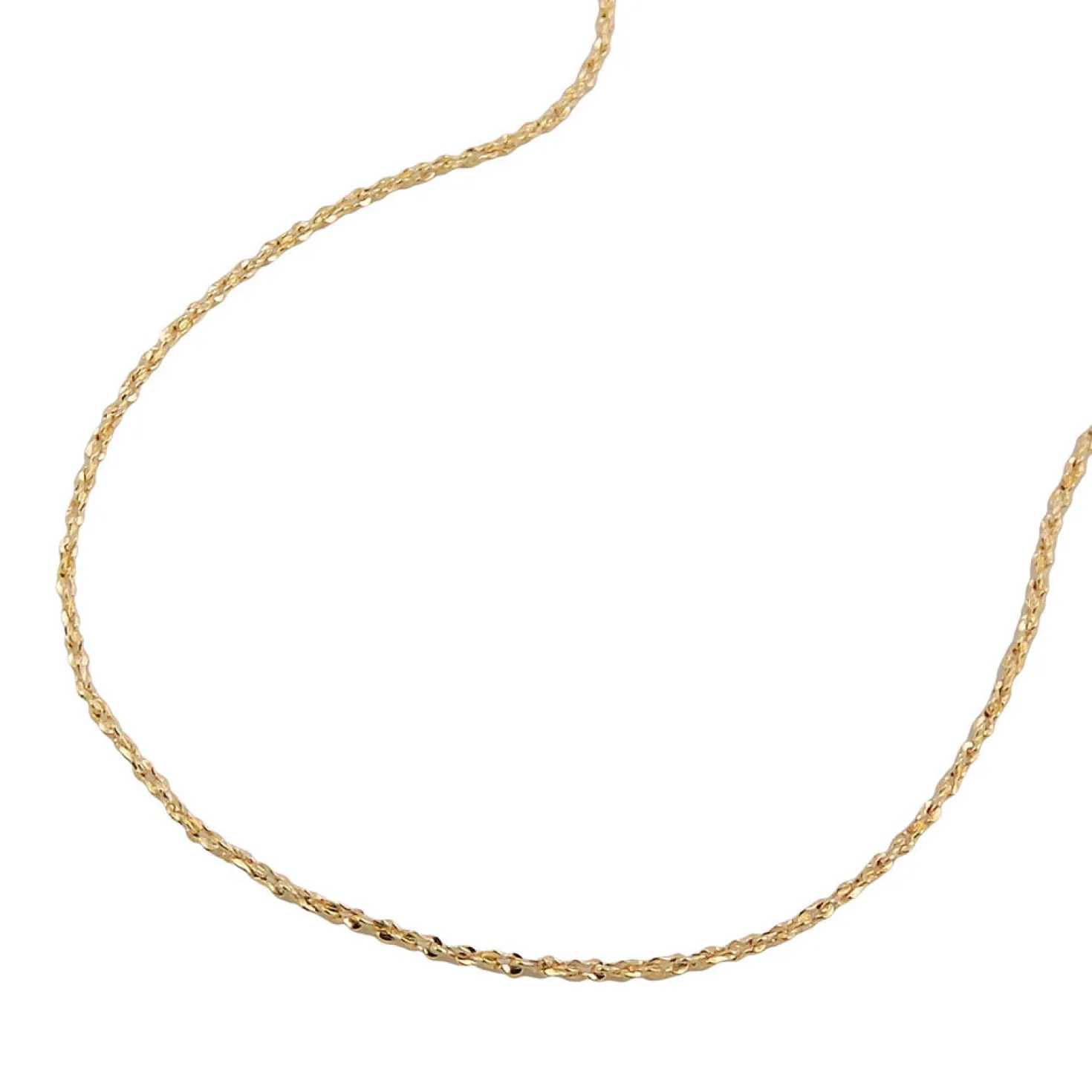 0,6mm feine Kette Phantasiekette Halsschmuck, 585 Gold Gelbgold, 42cm, Damen