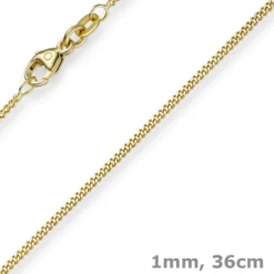 1mm feine Panzerkette 585 Gold Gelbgold, Kette Collier Halskette, 36cm