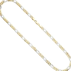 5,7mm Figarokette Collier Kette 333 Gold Gelbgold Weißgold Unisex 50cm