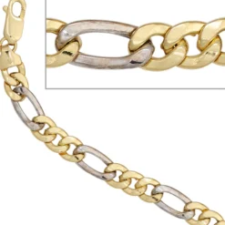 5,7mm Figarokette Collier Kette 333 Gold Gelbgold Weißgold Unisex 50cm