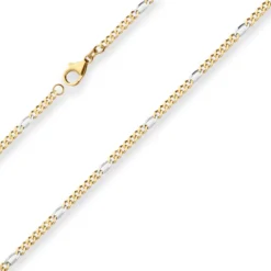 2,8mm Figarokette diamantiert Collier Halskette aus 750 Gold gelb/weiß 45cm