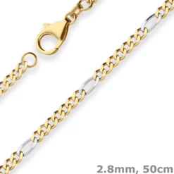 2,8mm Figarokette diamantiert Collier Halskette aus 750 Gold gelb/weiß 50cm