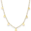 1,6mm Figarokette diamantiert Collier 7 runde Plättchen aus 585 Gelbgold 38cm