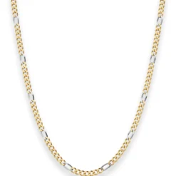 2,8mm Figarokette diamantiert Collier Halskette aus 750 Gold gelb/weiß 42cm