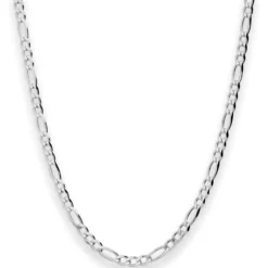 3,9mm Figarokette diamantiert Collier Halskette aus 925 Silber rhodiniert 60cm