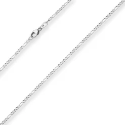 1,9mm Figarokette diamantiert Collier Halskette aus 925 Silber rhodiniert 45cm