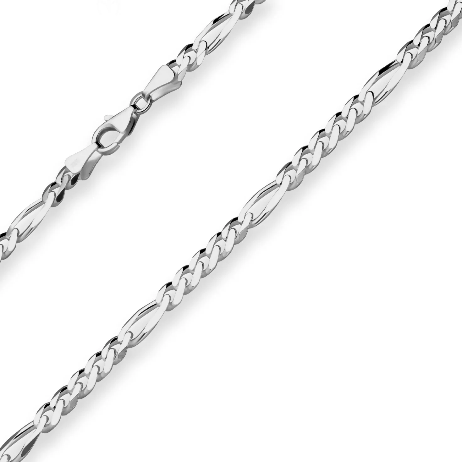 5,7mm Figarokette diamantiert Collier Halskette aus 925 Silber rhodiniert 60cm