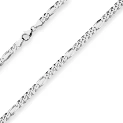 5,7mm Figarokette diamantiert Collier Halskette aus 925 Silber rhodiniert 60cm