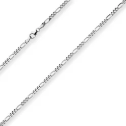 2,8mm Figarokette diamantiert Collier Halskette aus 925 Silber rhodiniert 50cm
