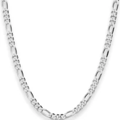 4,6mm Figarokette diamantiert Collier Halskette aus 925 Silber rhodiniert 60cm