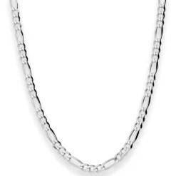 4,9mm Figarokette diamantiert Collier Halskette aus 925 Silber rhodiniert 45cm