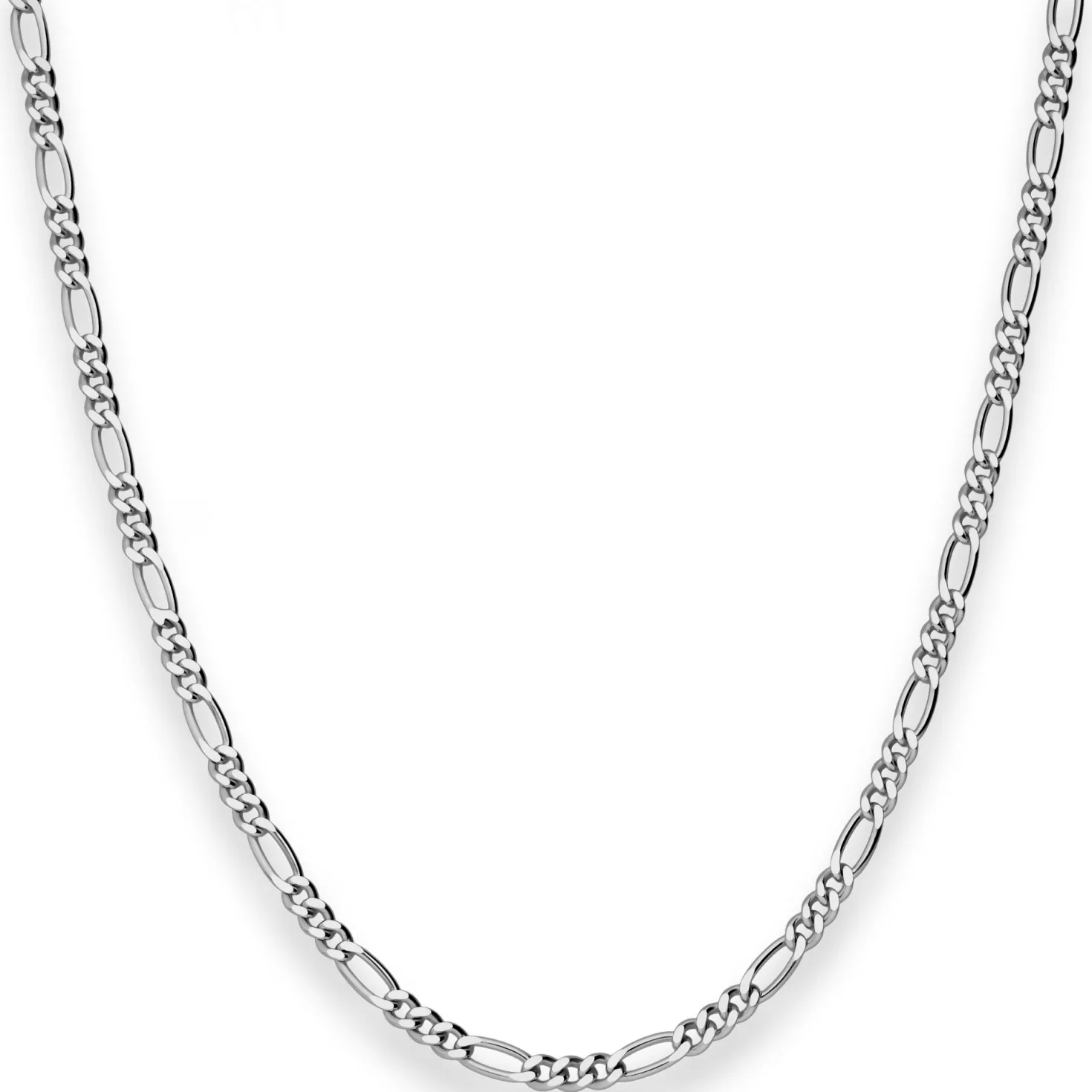 2,8mm Figarokette diamantiert Collier Halskette aus 925 Silber rhodiniert 60cm