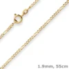 1,9mm Figarokette diamantiert Kette Collier Halskette aus 585 Gold Gelbgold 55cm