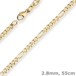 2,8mm Figarokette diamantiert Kette Collier Halskette aus 585 Gold Gelbgold 55cm