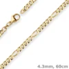 4,3mm Figarokette diamantiert Kette Collier Halskette aus 333 Gold Gelbgold 60cm