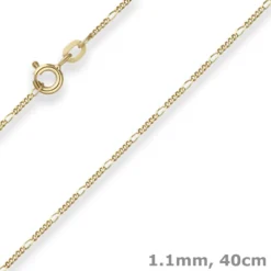 1,1mm Figarokette diamantiert Kette Collier Halskette aus 375 Gold Gelbgold 40cm