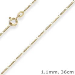 1,1mm Figarokette diamantiert Kette Collier Halskette aus 375 Gold Gelbgold 36cm