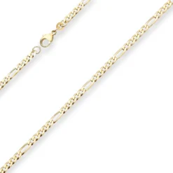 3,4mm Figarokette diamantiert Kette Collier Halskette aus 333 Gold Gelbgold 45cm