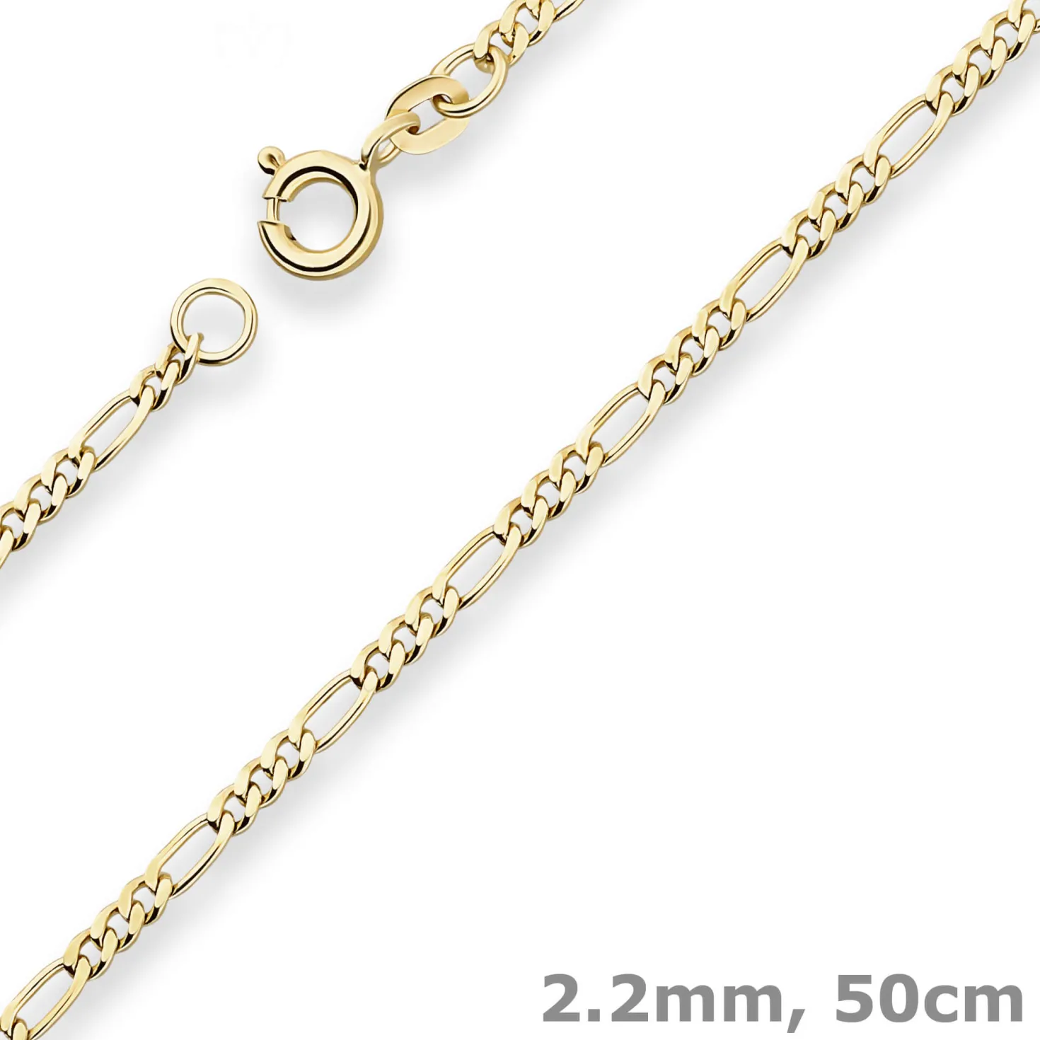 2,2mm Figarokette diamantiert Kette Collier Halskette aus 333 Gold Gelbgold 50cm