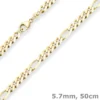 5,7mm Figarokette diamantiert Kette Collier Halskette aus 333 Gold Gelbgold 50cm