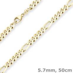 5,7mm Figarokette diamantiert Kette Collier Halskette aus 333 Gold Gelbgold 50cm