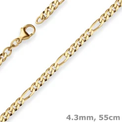 4,3mm Figarokette diamantiert Kette Collier Halskette aus 333 Gold Gelbgold 55cm