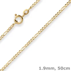 1,9mm Figarokette diamantiert Kette Collier Halskette aus 585 Gold Gelbgold 50cm