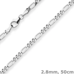 2,8mm Figarokette diamantiert Silberkette Collier Halskette aus 925 Silber 50cm