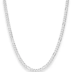 3,4mm Figarokette diamantiert Silberkette Collier Halskette aus 925 Silber 55cm