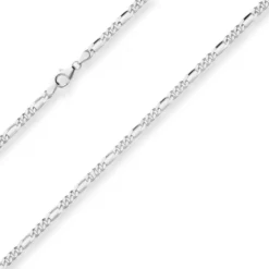 3,4mm Figarokette diamantiert Silberkette Collier Halskette aus 925 Silber 45cm