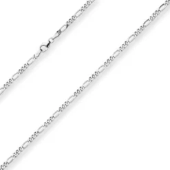 2,8mm Figarokette diamantiert Silberkette Collier Halskette aus 925 Silber 42cm