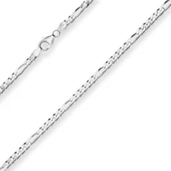 4,3mm Figarokette diamantiert Silberkette Collier Halskette aus 925 Silber 60cm