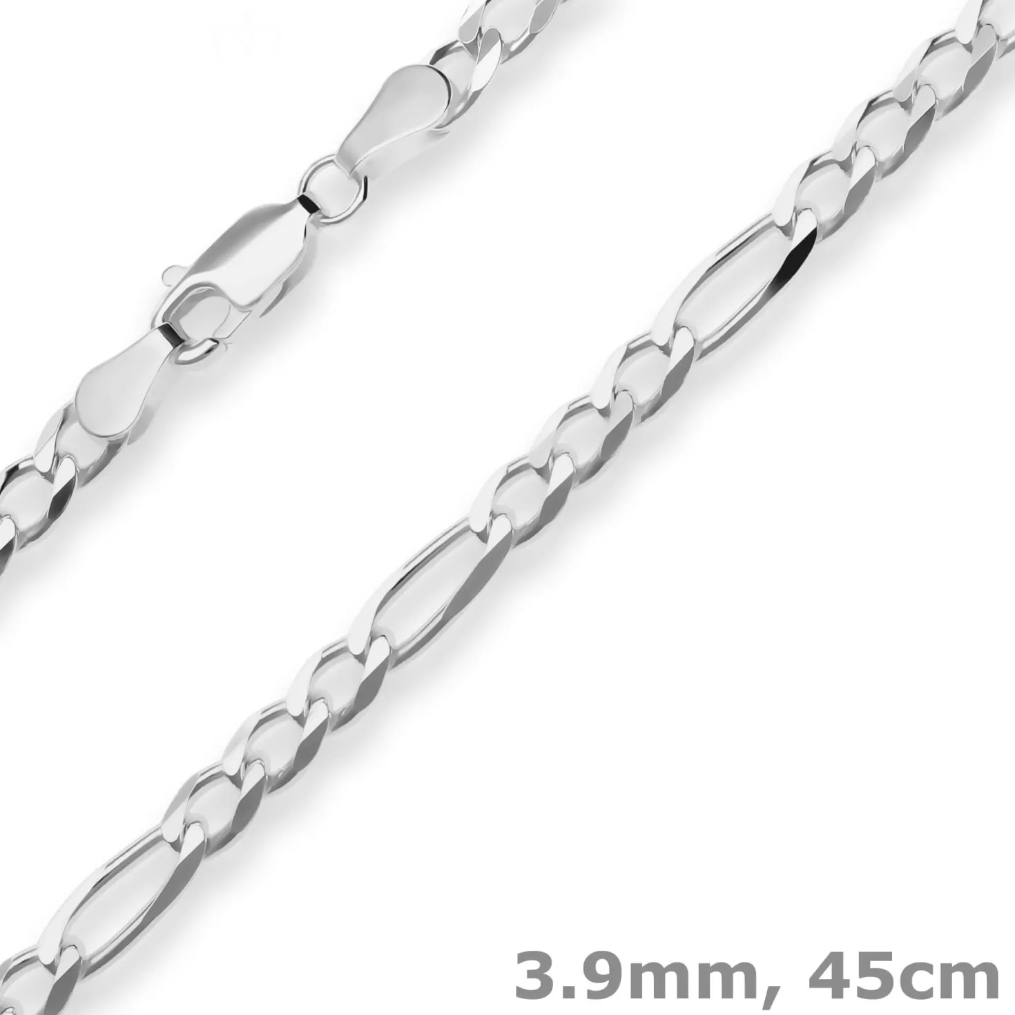 3,9mm Figarokette diamantiert Silberkette Collier Halskette aus 925 Silber 45cm