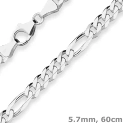 5,7mm Figarokette diamantiert Silberkette Collier Halskette aus 925 Silber 60cm