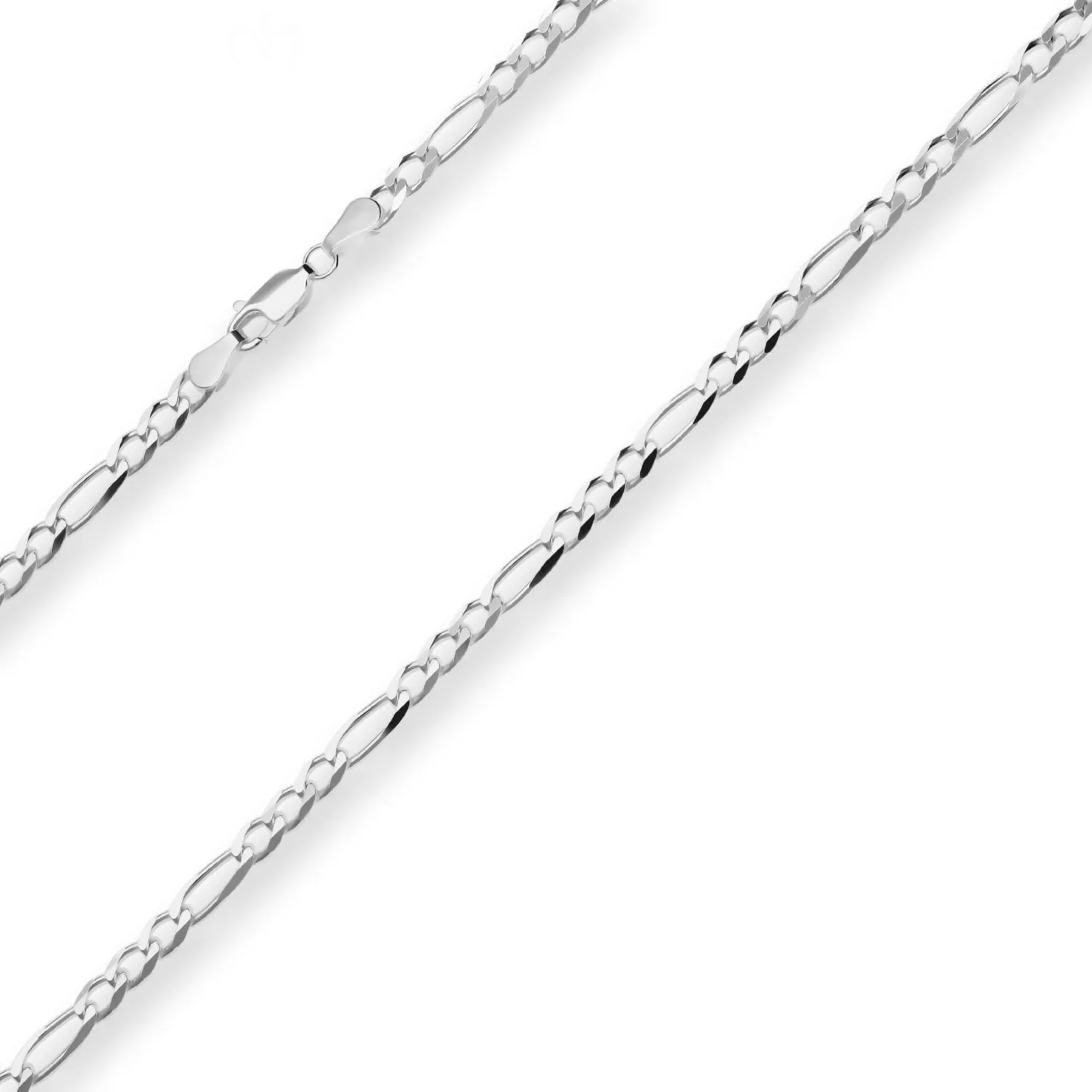 3,9mm Figarokette diamantiert Silberkette Collier Halskette aus 925 Silber 60cm