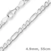 4,9mm Figarokette diamantiert Silberkette Collier Halskette aus 925 Silber 55cm