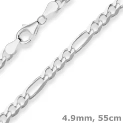 4,9mm Figarokette diamantiert Silberkette Collier Halskette aus 925 Silber 55cm
