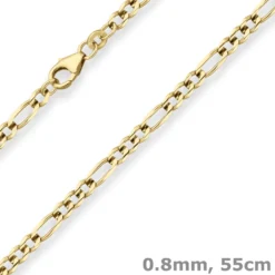 3,4mm Figarokette Goldkette Collier Halskette aus 375 Gold Gelbgold 55cm