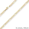 5,1mm Figarokette Goldkette Collier Halskette aus 333 Gold Gelbgold 55cm