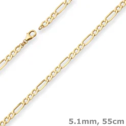 5,1mm Figarokette Goldkette Collier Halskette aus 333 Gold Gelbgold 55cm