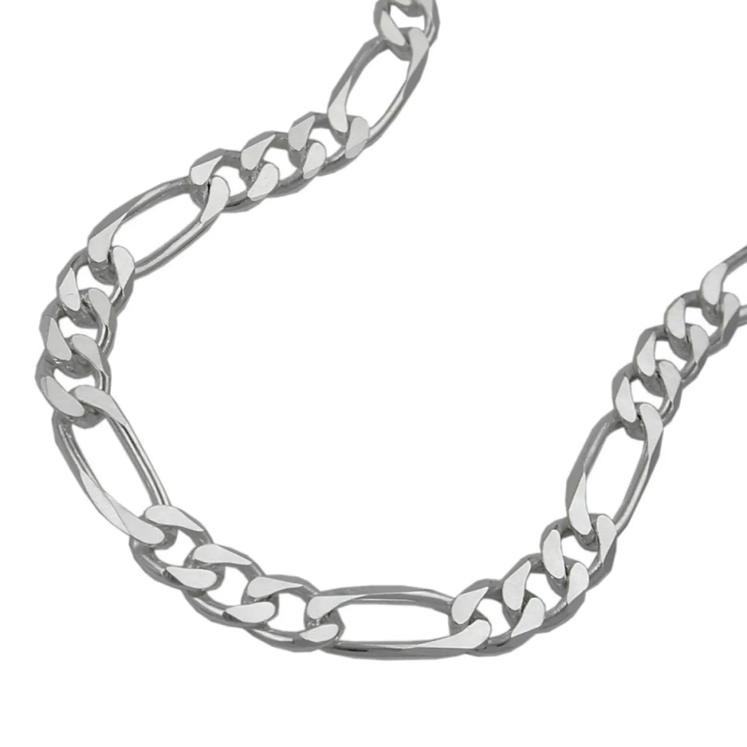 4,8mm Figarokette Halskette Collier aus 925 Silber 55cm flach Silberkette