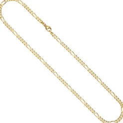 4,3mm Figarokette Halskette Collier 333 Gold Gelbgold diamantiert massiv 50cm