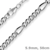 5,9mm Figarokette Silberkette Collier Halskette aus 925 Silber rhodiniert 50cm