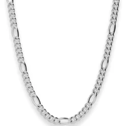 5,9mm Figarokette Silberkette Collier Halskette aus 925 Silber rhodiniert 50cm
