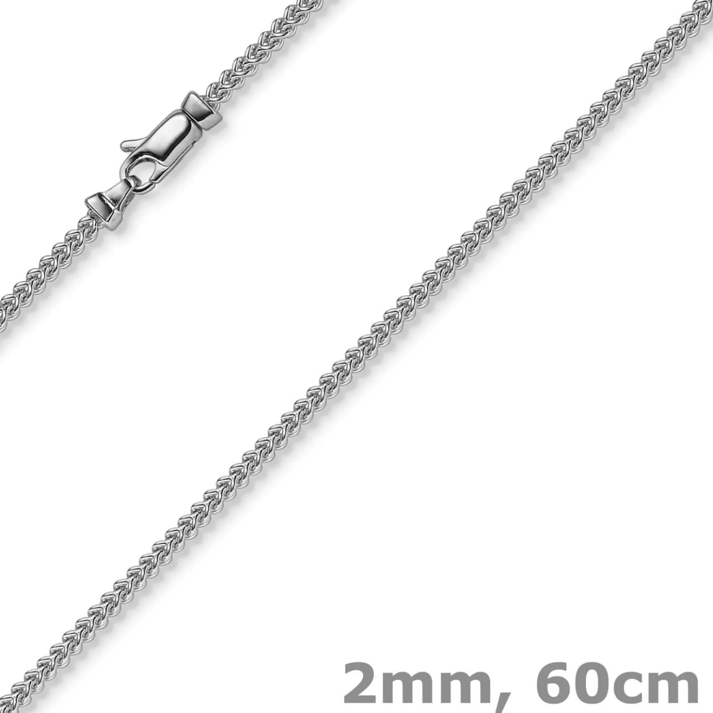 2mm Franco Kette Halskette Collier aus 750 Gold Weißgold massiv 60cm