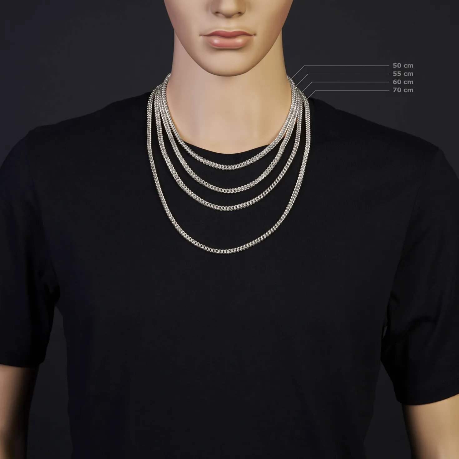 4,5mm Franco Kette Halskette Collier aus 585 Gold Weißgold massiv 70cm