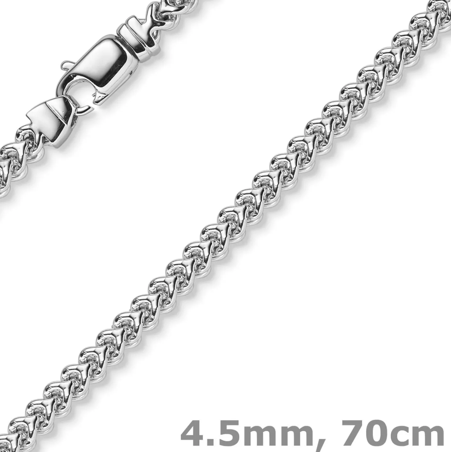 4,5mm Franco Kette Halskette Collier aus 585 Gold Weißgold massiv 70cm