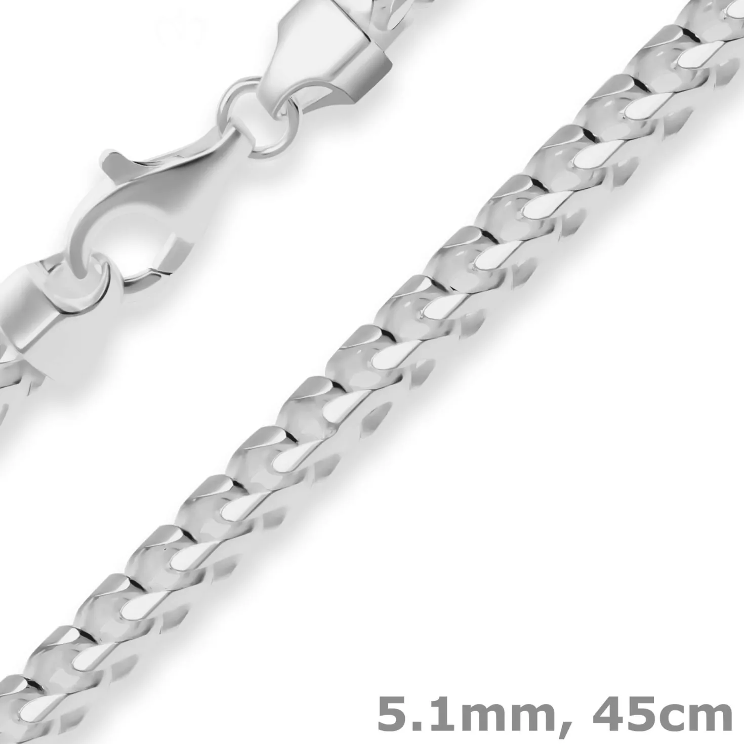 5,1mm Fuchsschwanzkette Silberkette Collier Halskette aus 925 Silber 45cm